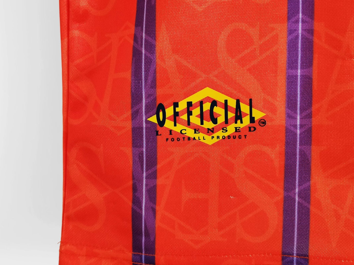 Escocia Umbro — 1994-96 Away Naranja | “Mango” con franjas moradas