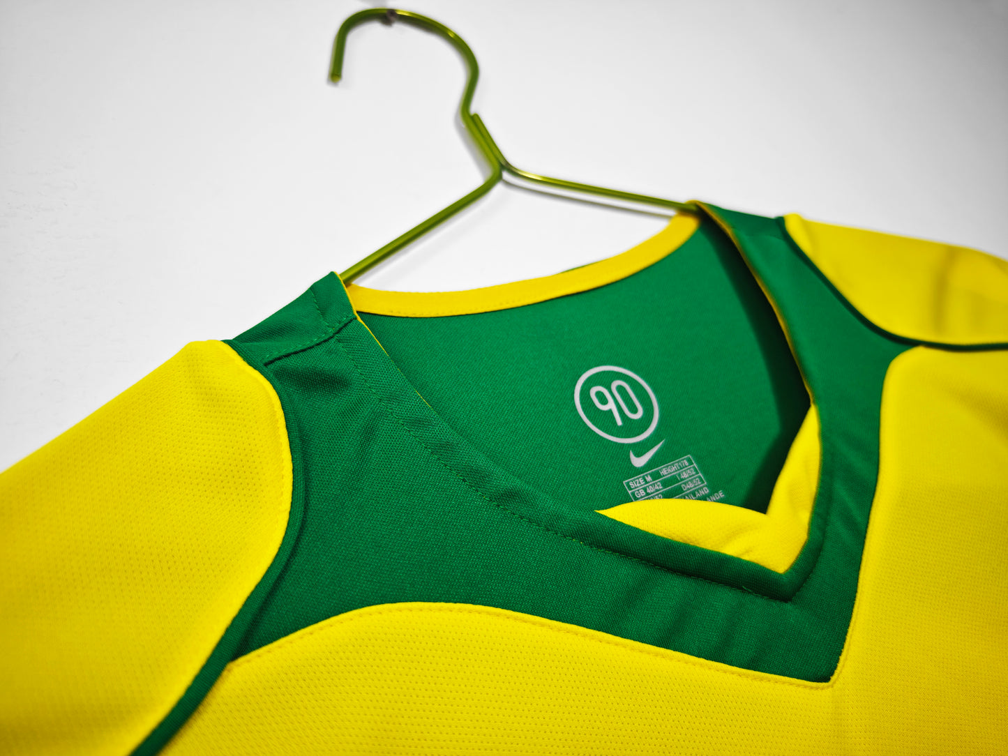 Camiseta Brasil Nike Local 2004–2006 (Total 90) – Amarilla/Verde (Dri-FIT)