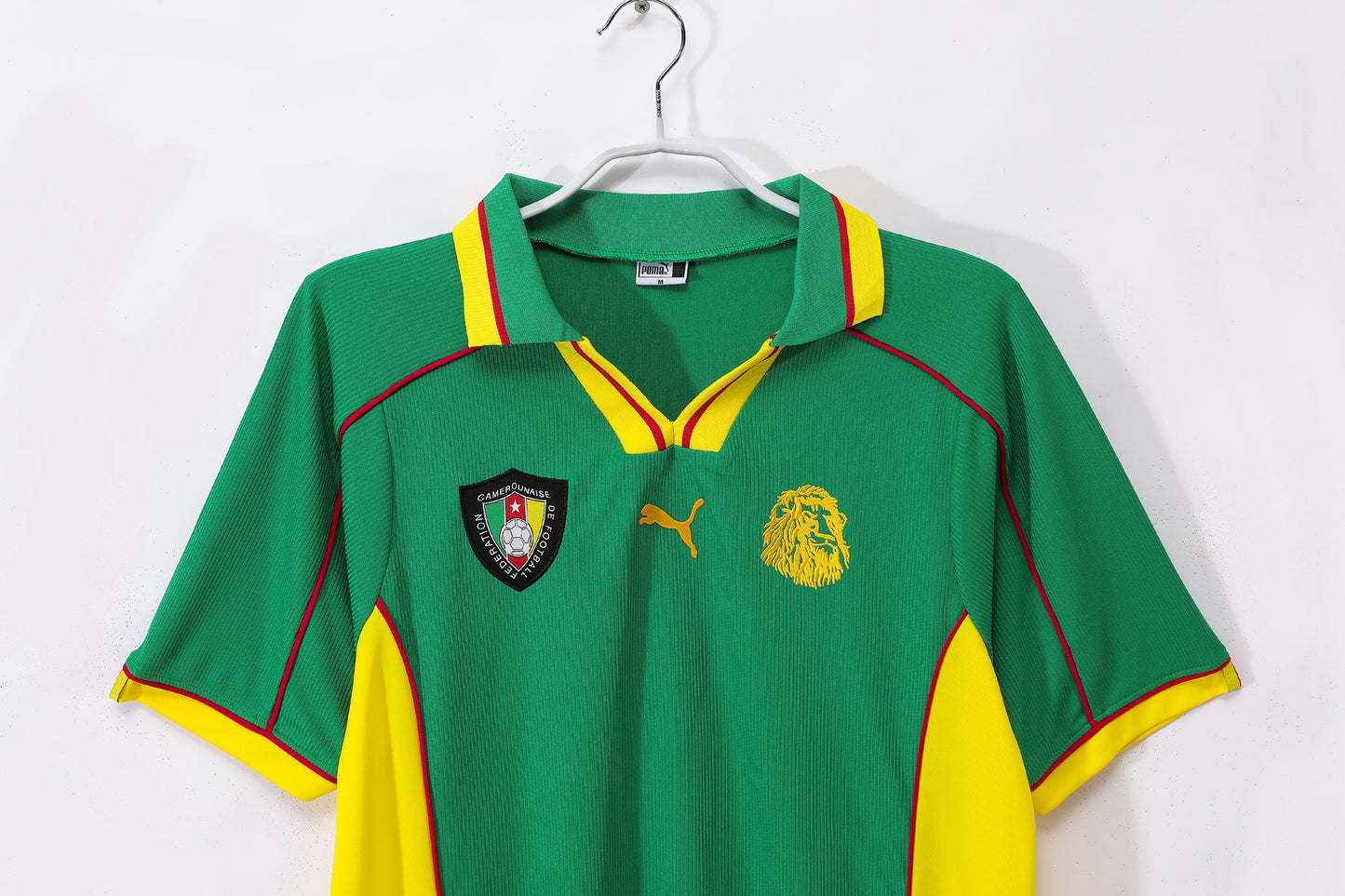 Camiseta Camerún Puma Local 2002–2004 – Verde/Amarillo – Leones Indomables