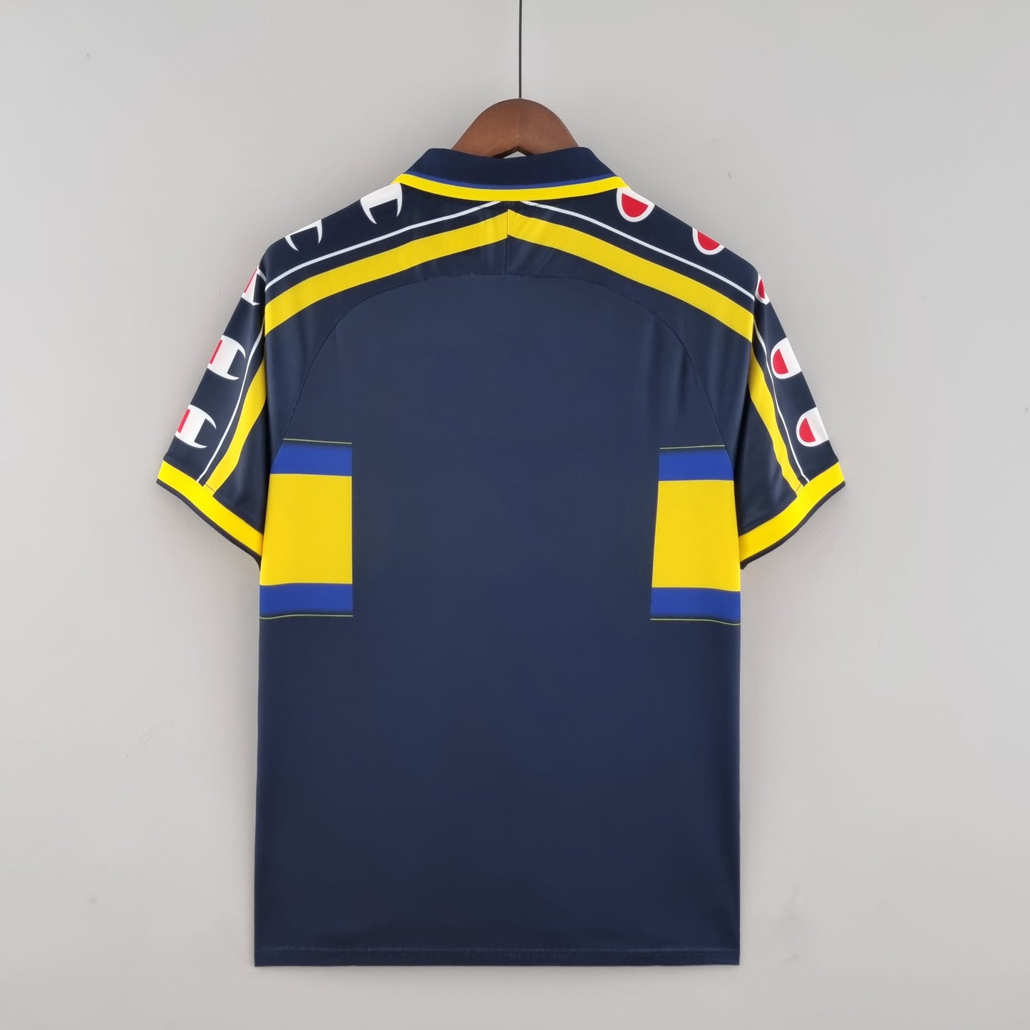 Parma 1999–00 “Parmalat” — Camiseta away Champion azul marino (coccarda Coppa Italia)