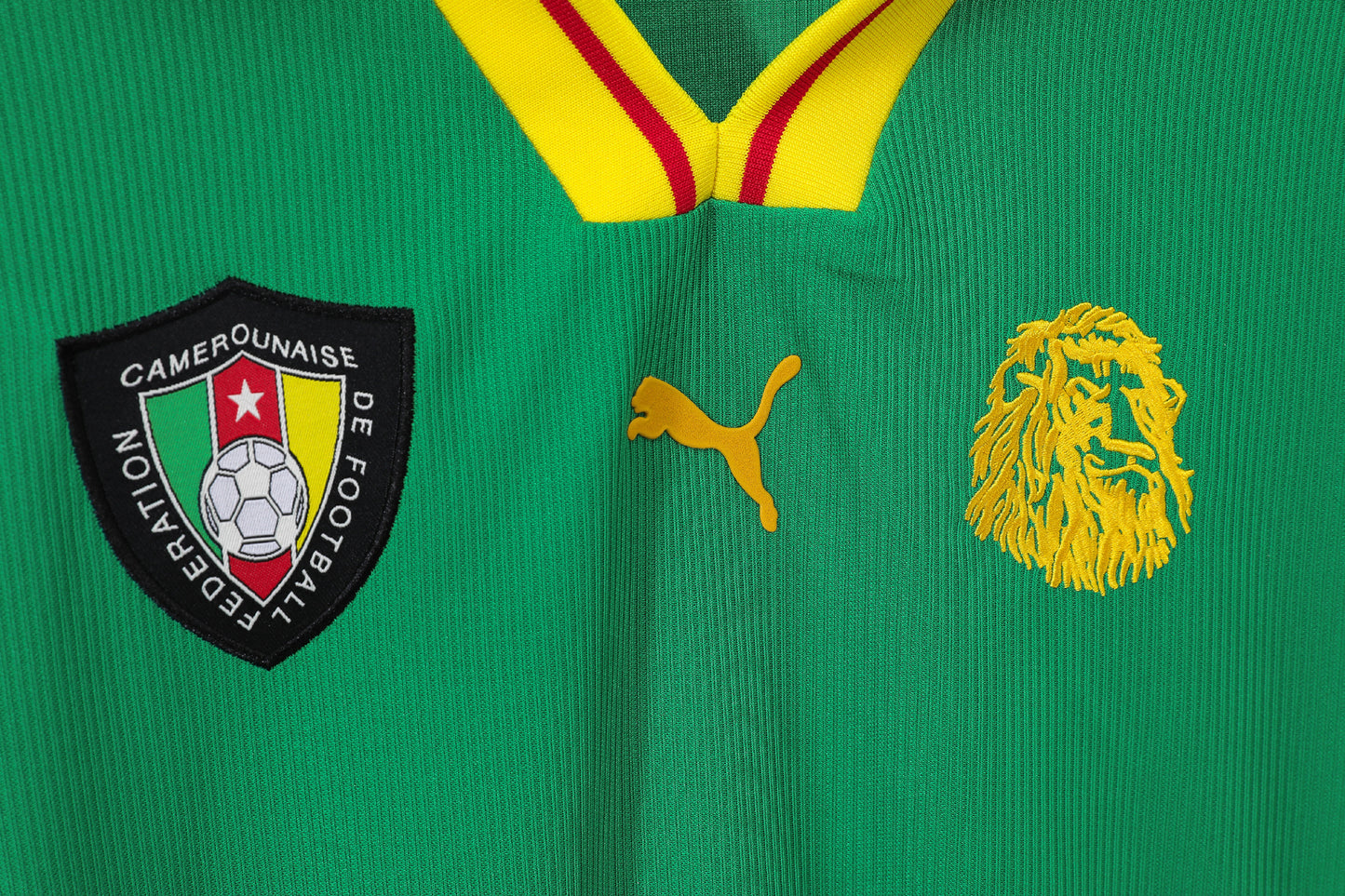 Camiseta Camerún Puma Local 2002–2004 – Verde/Amarillo – Leones Indomables