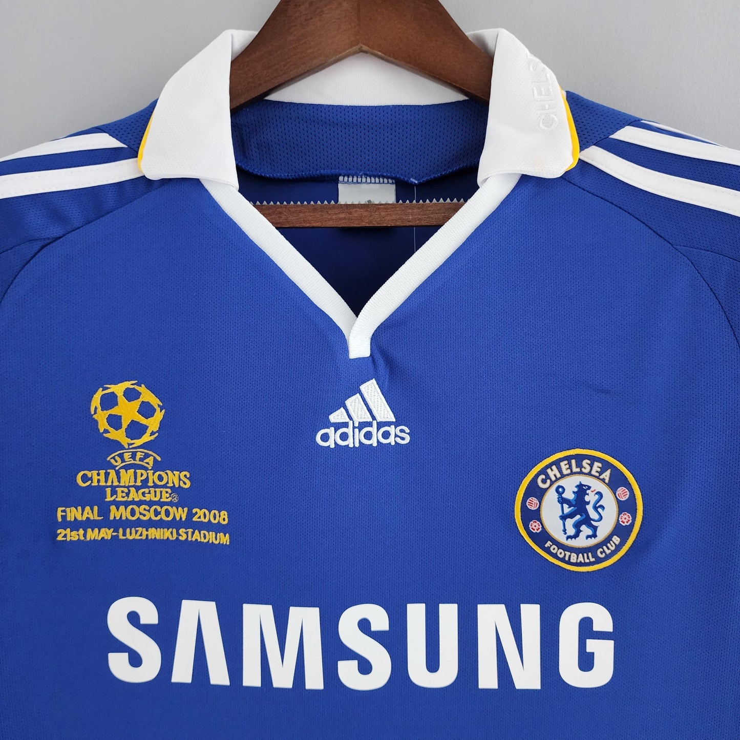Chelsea “Samsung” Final Moscú 2008 — Camiseta home Adidas azul (2007–08)