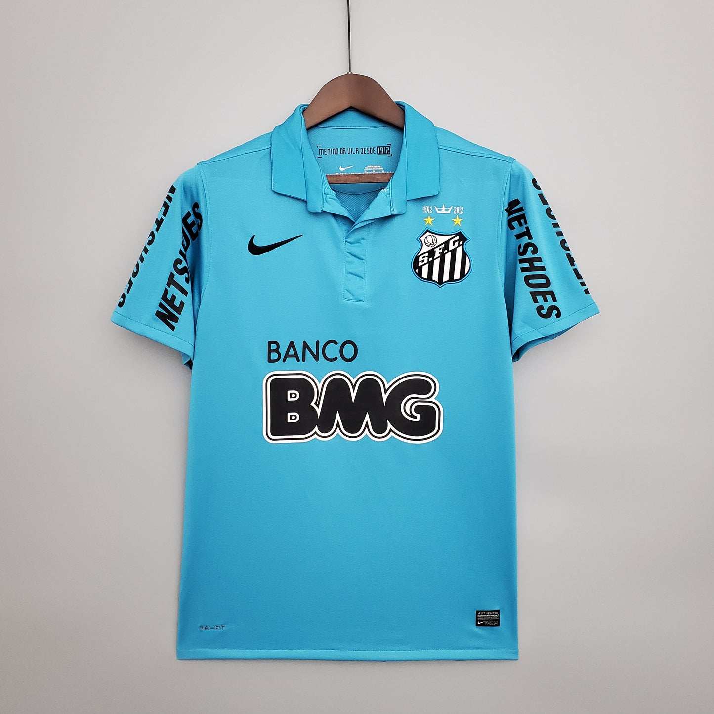 Santos FC “BMG” Centenario 2012 — Camiseta third Nike turquesa (cuello polo)