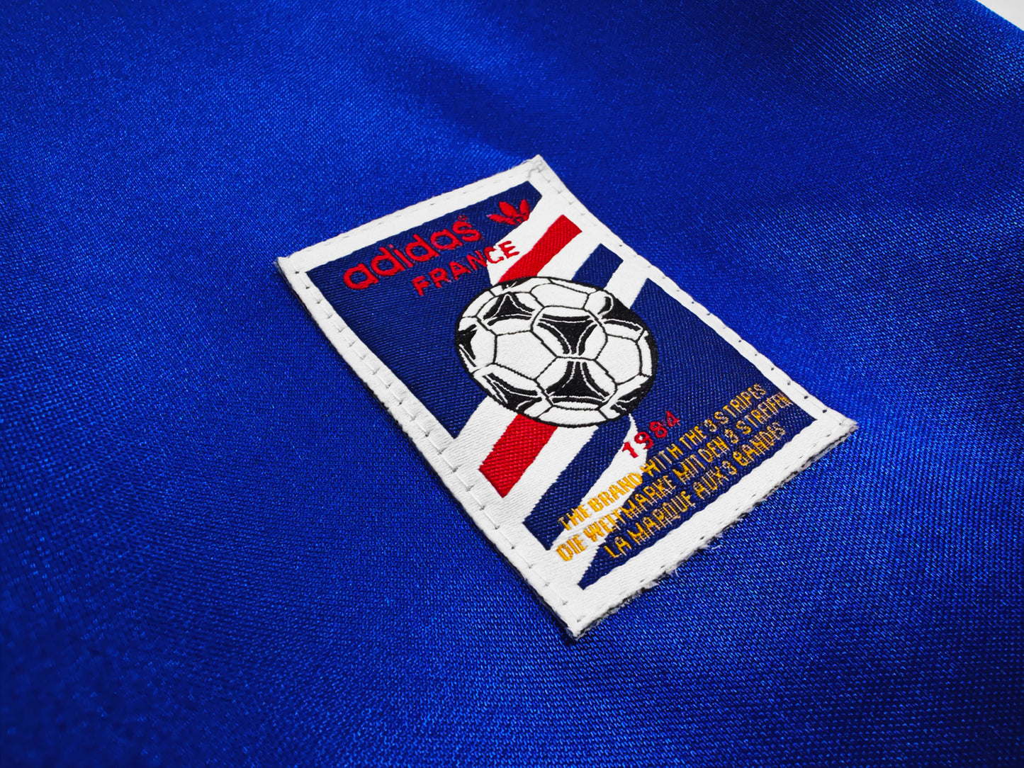 Camiseta Francia adidas Local 1982/83 (España ’82) – Azul con banda roja y líneas blancas (Trefoil)