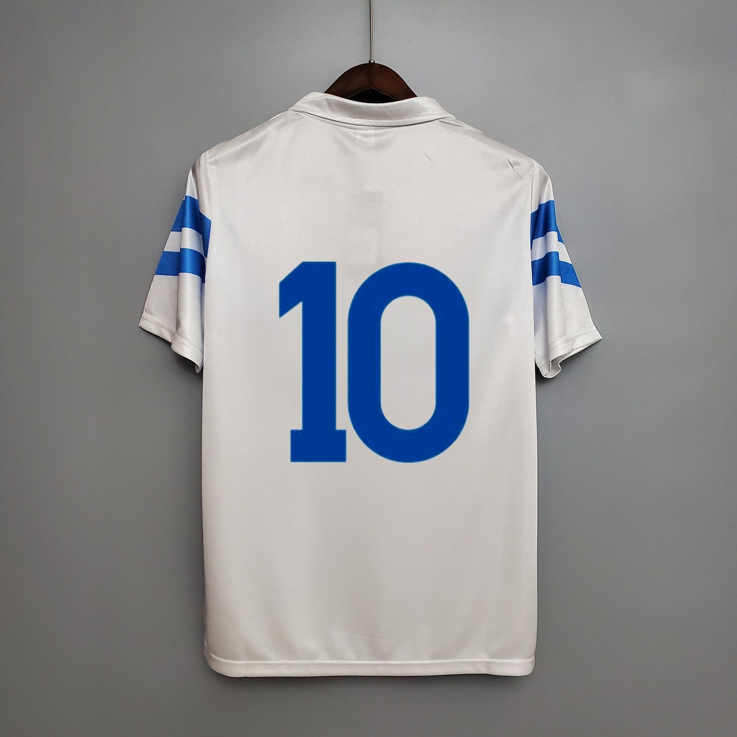 Napoli “Mars” 1988–89 — Camiseta away Ennerre (NR) blanca con chevrones azules