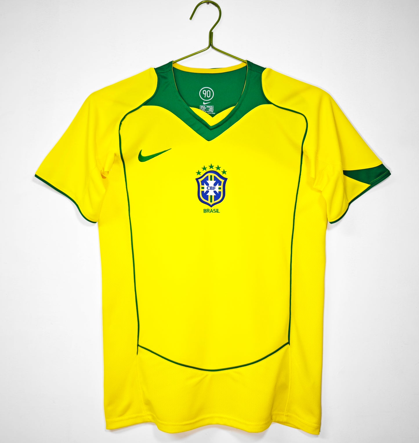 Camiseta Brasil Nike Local 2004–2006 (Total 90) – Amarilla/Verde (Dri-FIT)