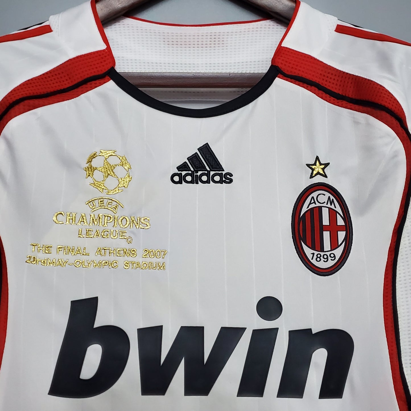 AC Milan “Bwin” Final Atenas 2007 — Camiseta away Adidas blanca (Formotion)