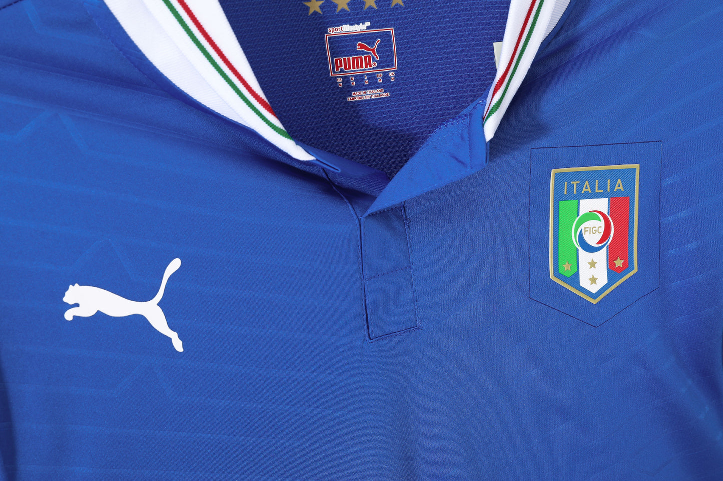 Camiseta Italia Puma Local 2012/13 (Euro 2012) – Azzurra con cuello blanco tricolor