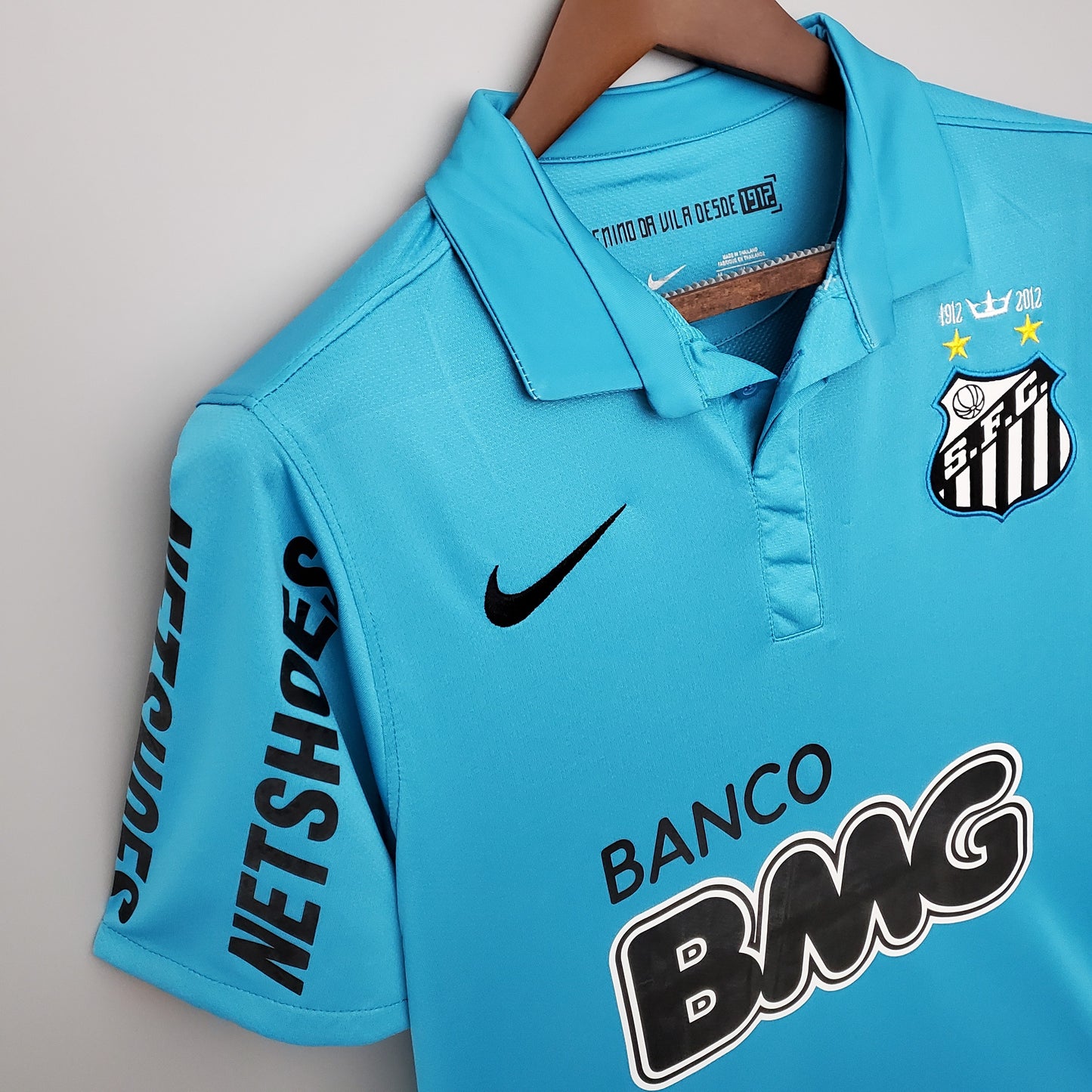 Santos FC “BMG” Centenario 2012 — Camiseta third Nike turquesa (cuello polo)