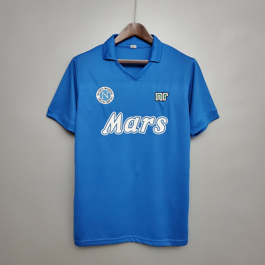 SSC Napoli “Mars” 1988–89 — Camiseta home NR celeste (cuello en V)