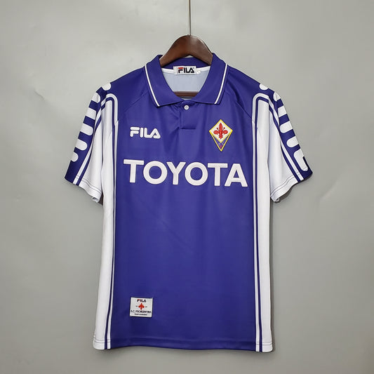 ACF Fiorentina “TOYOTA” 2000–02 — Camiseta home Fila violeta (mangas blancas)