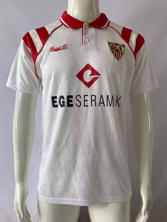 Sevilla FC “EGE SERAMIK” 1993–94 — Camiseta home retro blanca (cuello polo)