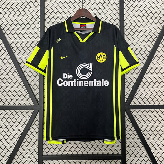 Borussia Dortmund “Die Continentale” 1996–97 — Camiseta away Nike negra (detalles flúor)