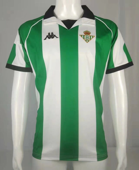 Real Betis 1995–97 — Camiseta home Kappa verde/blanca (cuello negro)
