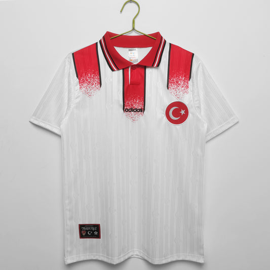 Turquía TFF adidas — Away blanco | Estilo mediados 90s, era Euro ’96 (Hakan Şükür & Tugay)