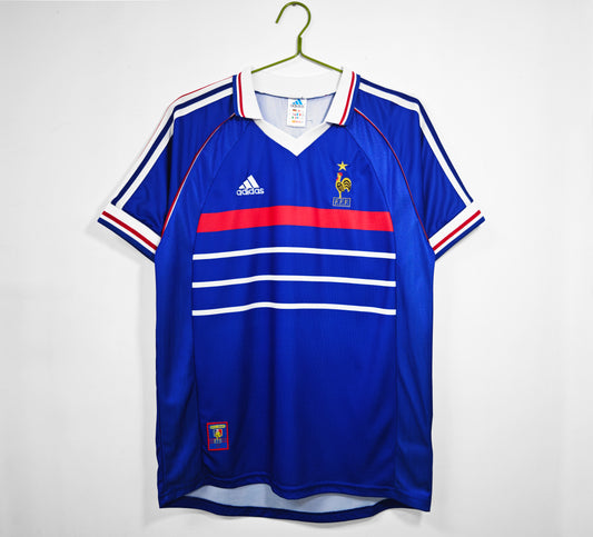Camiseta Francia adidas Azul (FFF) — Retro 2002–04 | Era Zidane, Manga con 3 franjas