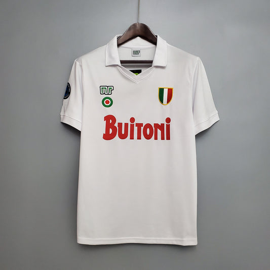 SSC Napoli “Buitoni” Scudetto 1987–88 — Camiseta away NR blanca (cuello polo)