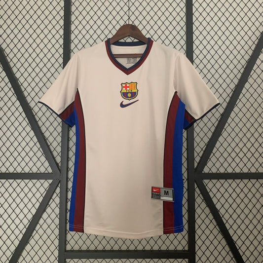 FC Barcelona 2001–02 — Camiseta away Nike blanca/crema (paneles blaugrana)