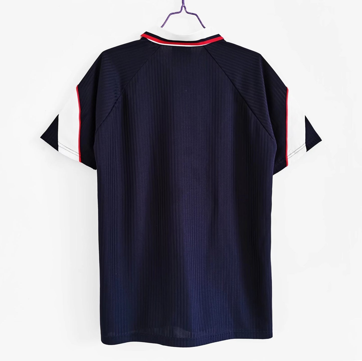 Camiseta Escocia 1999-01 Home Azul Marino – Umbro (play-off vs. Inglaterra, Collins & Hutchison)