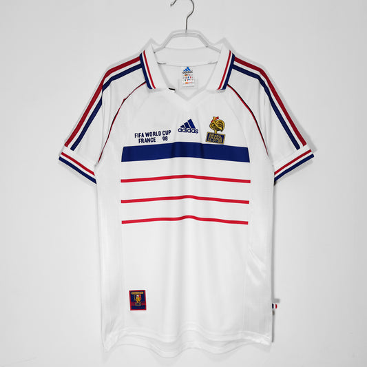 Francia 1998 Adidas — Away blanca | Mundial Francia ’98, banda azul y rayas rojas
