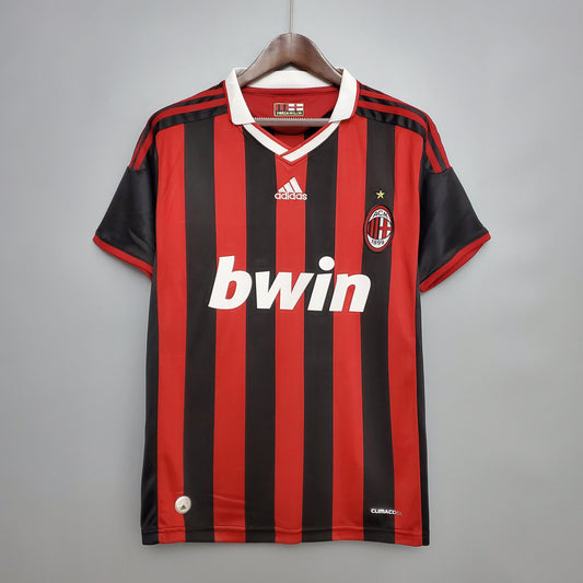 AC Milan “bwin” 2008–09 — Camiseta home Adidas rossonera (cuello blanco)