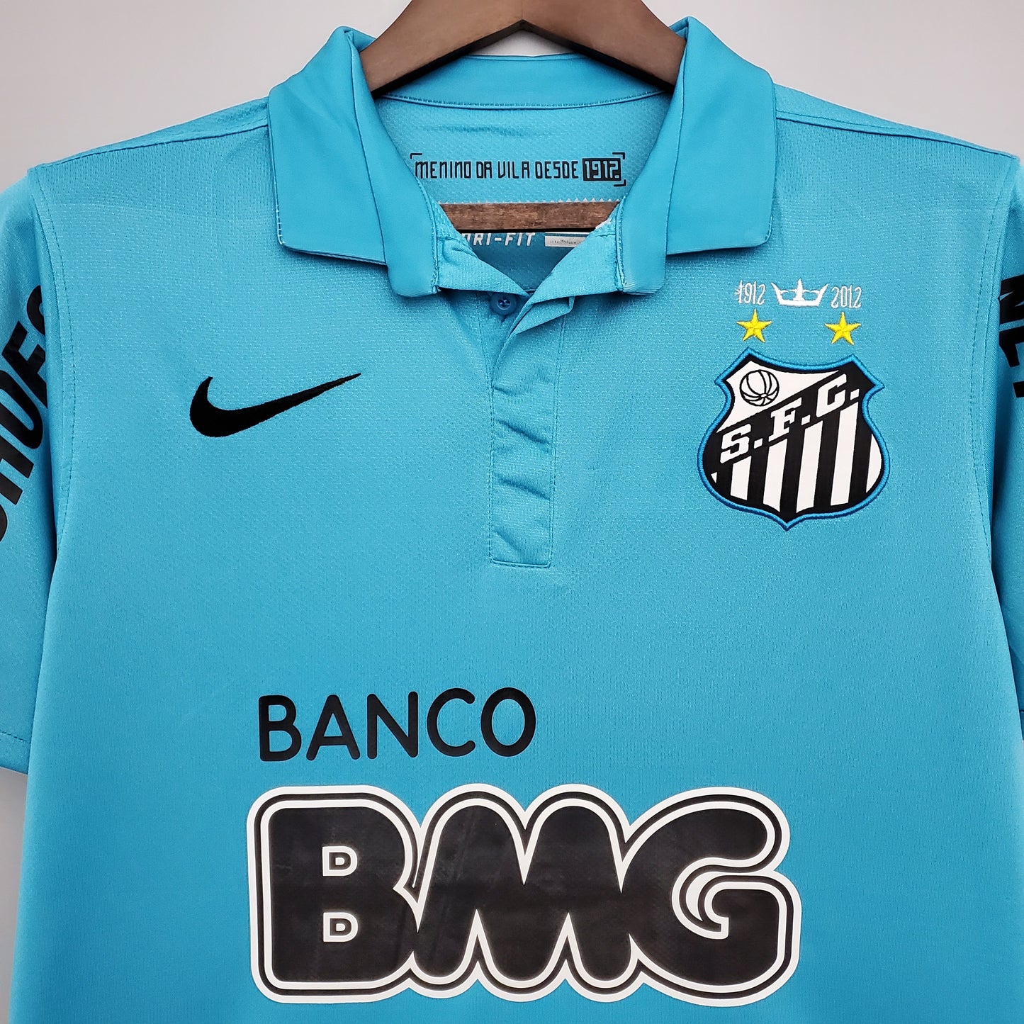 Santos FC “BMG” Centenario 2012 — Camiseta third Nike turquesa (cuello polo)