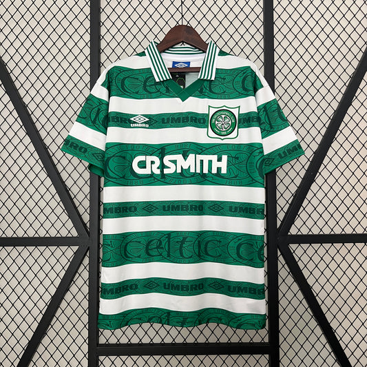 Celtic FC “CR Smith” 1991–92 — Camiseta home Umbro a franjas (cuello polo)