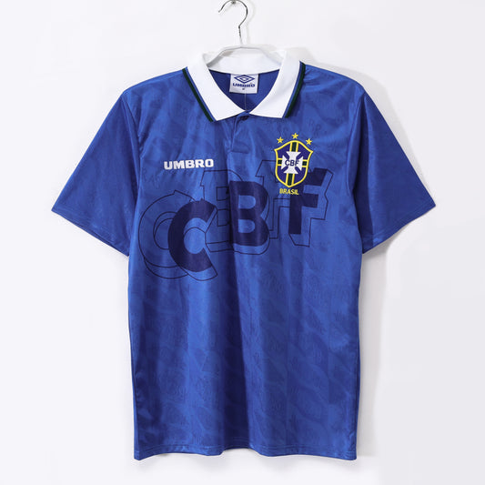 Camiseta Brasil Umbro Visitante 1995–1996 – Azul con cuello polo (4 estrellas)