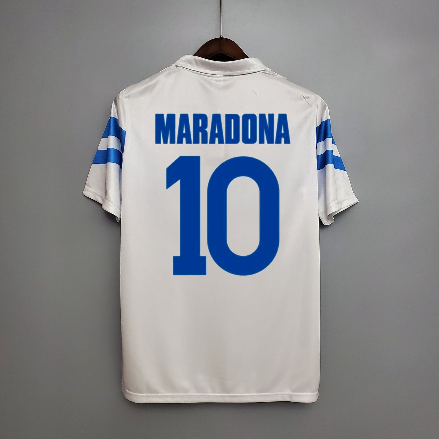 Napoli “Mars” 1988–89 — Camiseta away Ennerre (NR) blanca con chevrones azules