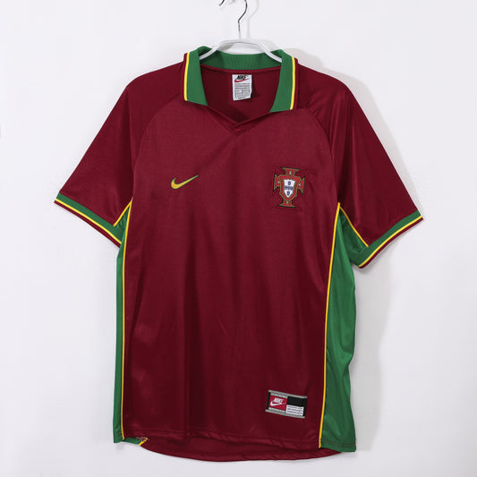 Camiseta Portugal Nike Local 2002–2004 (Mundial 2002) – Granate con cuello verde