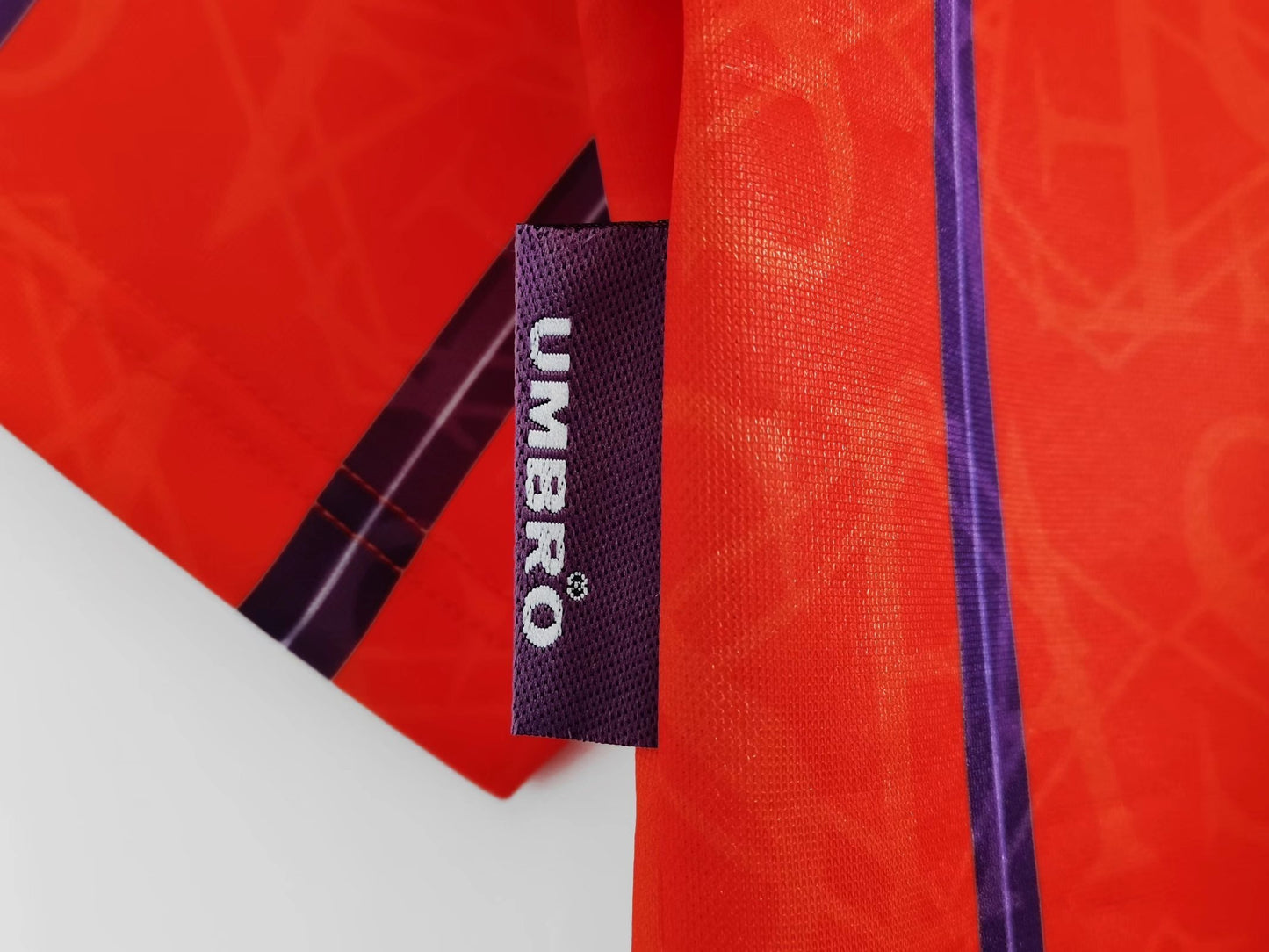 Escocia Umbro — 1994-96 Away Naranja | “Mango” con franjas moradas
