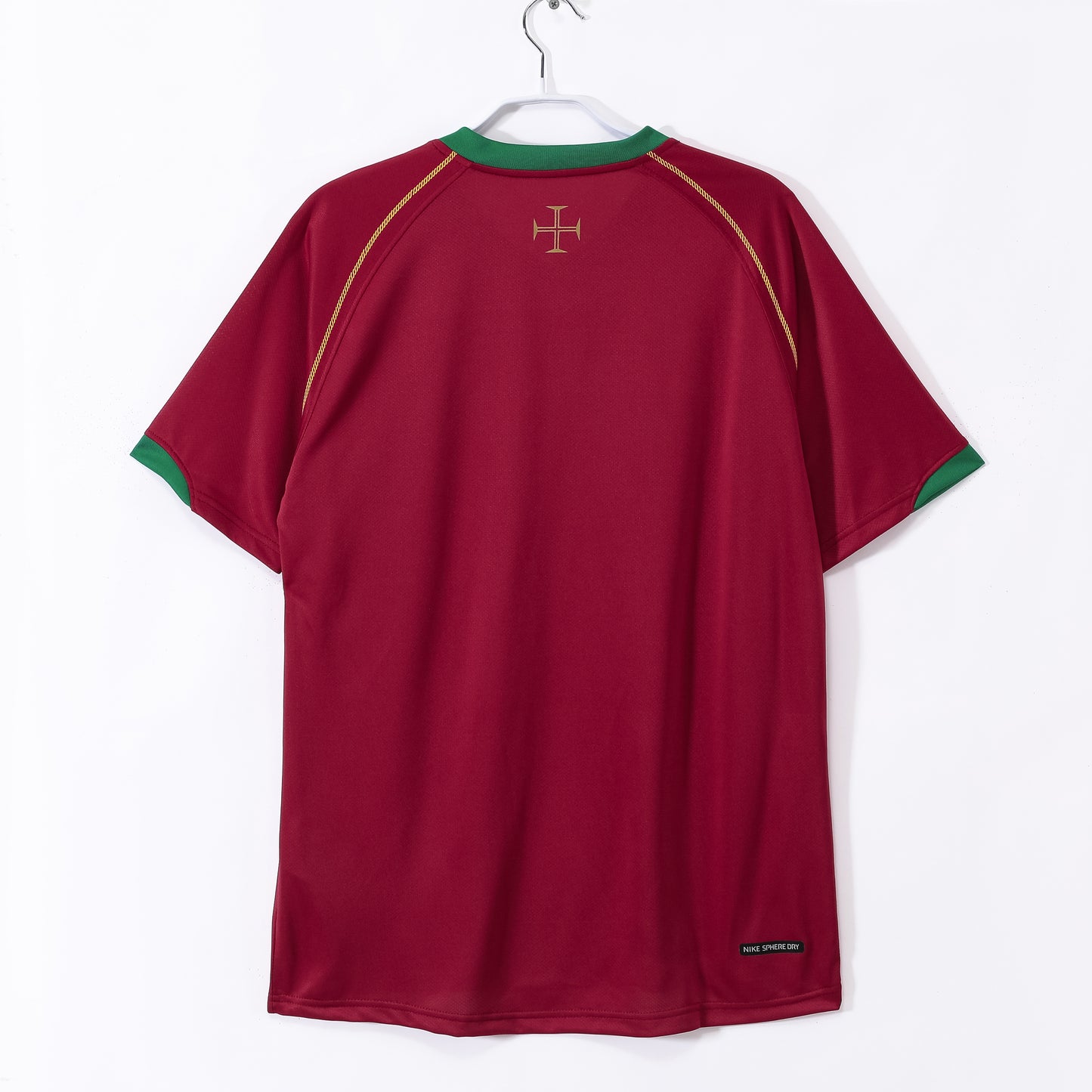 Camiseta Portugal Nike Local 2006–2008 – Granate con cuello en “V” verde (Dri-FIT)