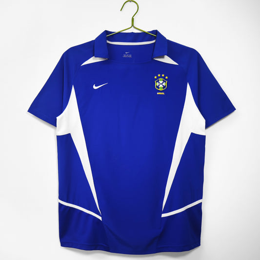 Camiseta Brasil Nike Away 2008–2009 – Azul con paneles blancos y cuello polo