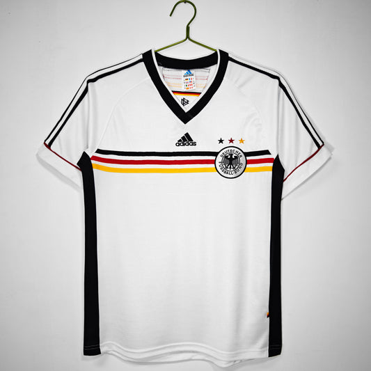 Camiseta Alemania adidas Local 2008/09 (Euro 2008) – Blanca con franja tricolor en el pecho – Climacool