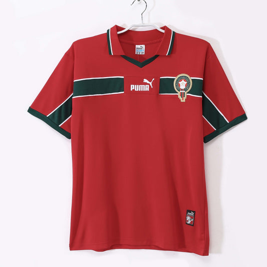 Camiseta Marruecos Puma Local 2004–2006 – Roja con banda verde (Leones del Atlas)