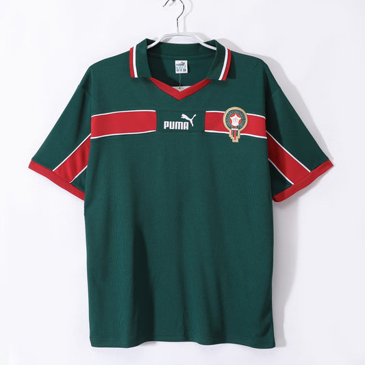 Camiseta Marruecos Puma Visitante 2004–2006 – Verde con banda roja (Leones del Atlas)
