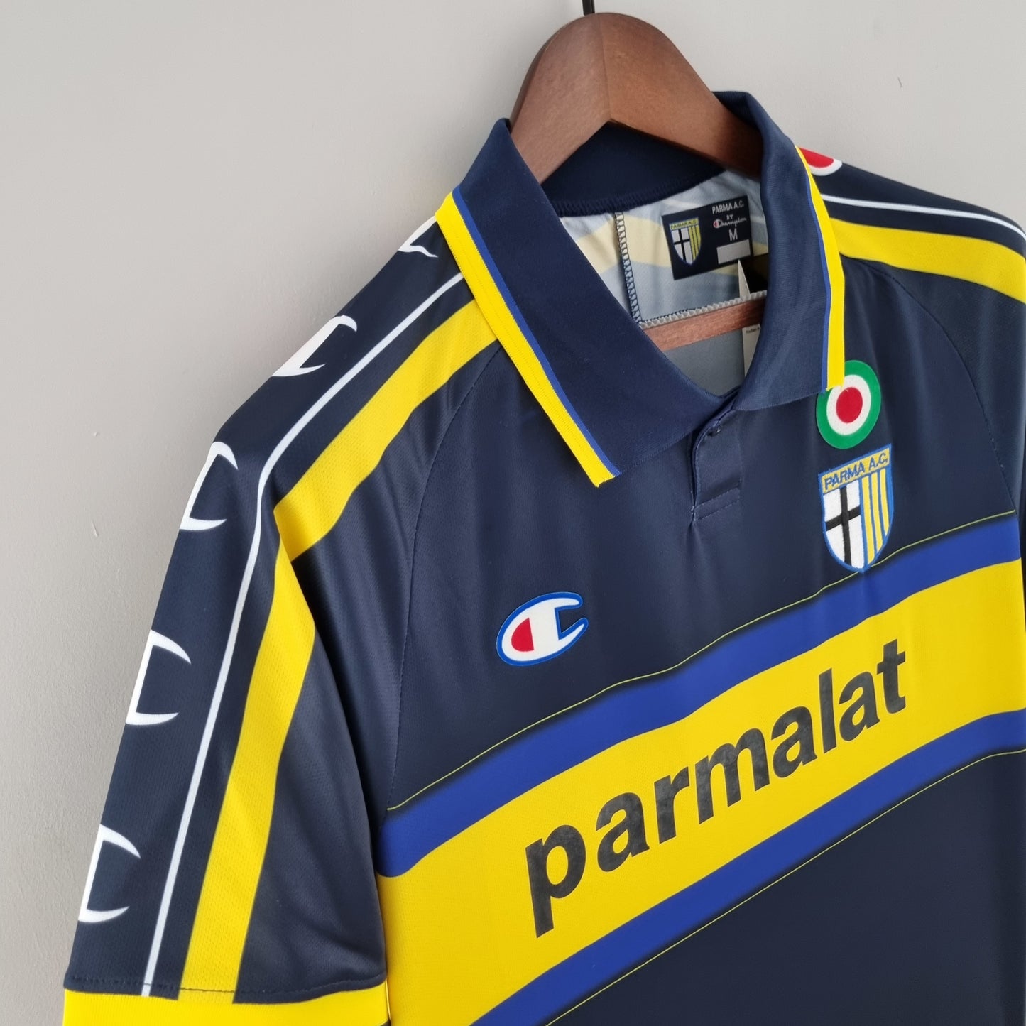 Parma 1999–00 “Parmalat” — Camiseta away Champion azul marino (coccarda Coppa Italia)