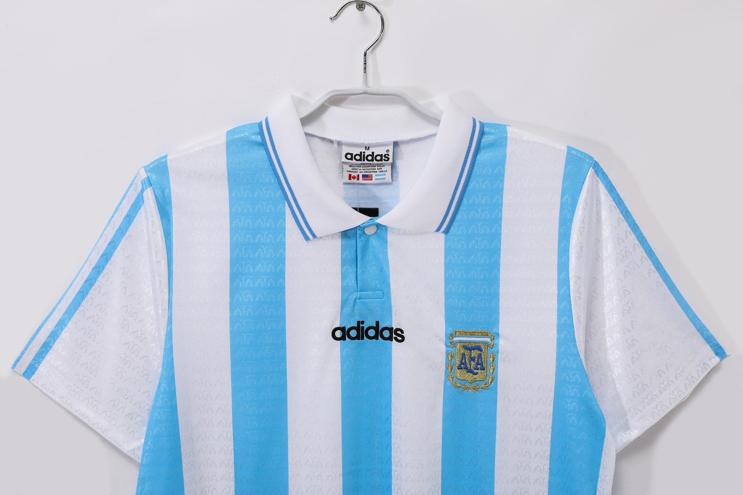 Camiseta Argentina adidas Local 1991–1993 – Rayas Celeste/Blanco – Cuello Polo