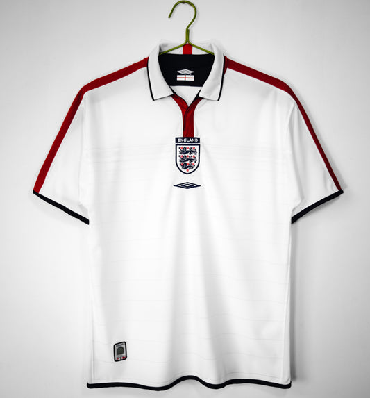 Camiseta Inglaterra Umbro Local 2001–2003 – Blanca con paneles rojos (Mundial 2002)